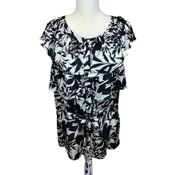 Alfani Tops - Alfani blouse, size 14, silk, ruffle, party, colorful, business, floral, NWT